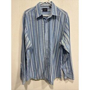 Indigo Palms Tommy Bahama Men's Large L Button Shirt Stripes EUC